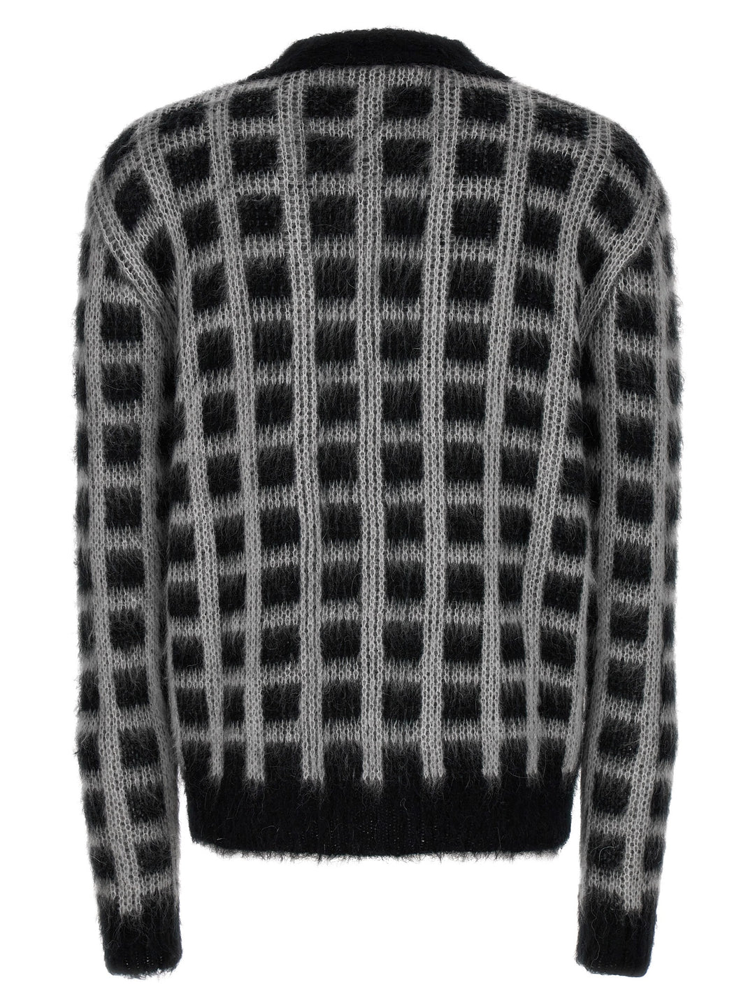 Brushed Check Fuzzy Wuzzy Sweater, Cardigans White/Black