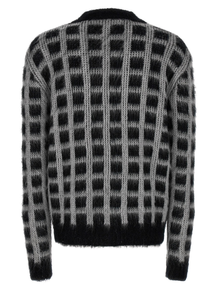 Brushed Check Fuzzy Wuzzy Sweater, Cardigans White/Black