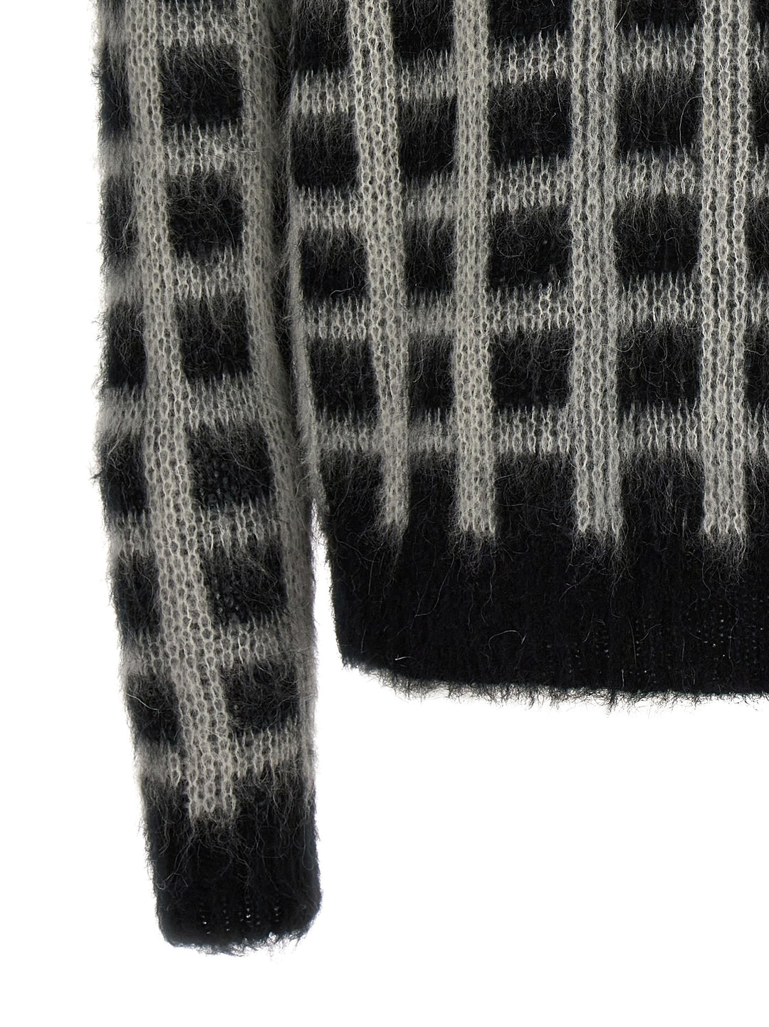 Brushed Check Fuzzy Wuzzy Sweater, Cardigans White/Black