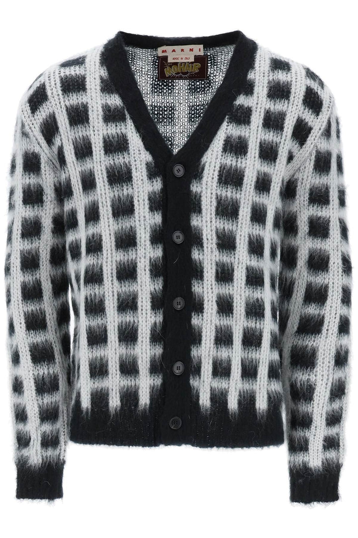 Brushed Yarn Cardigan With Check Pattern - Marni - Men