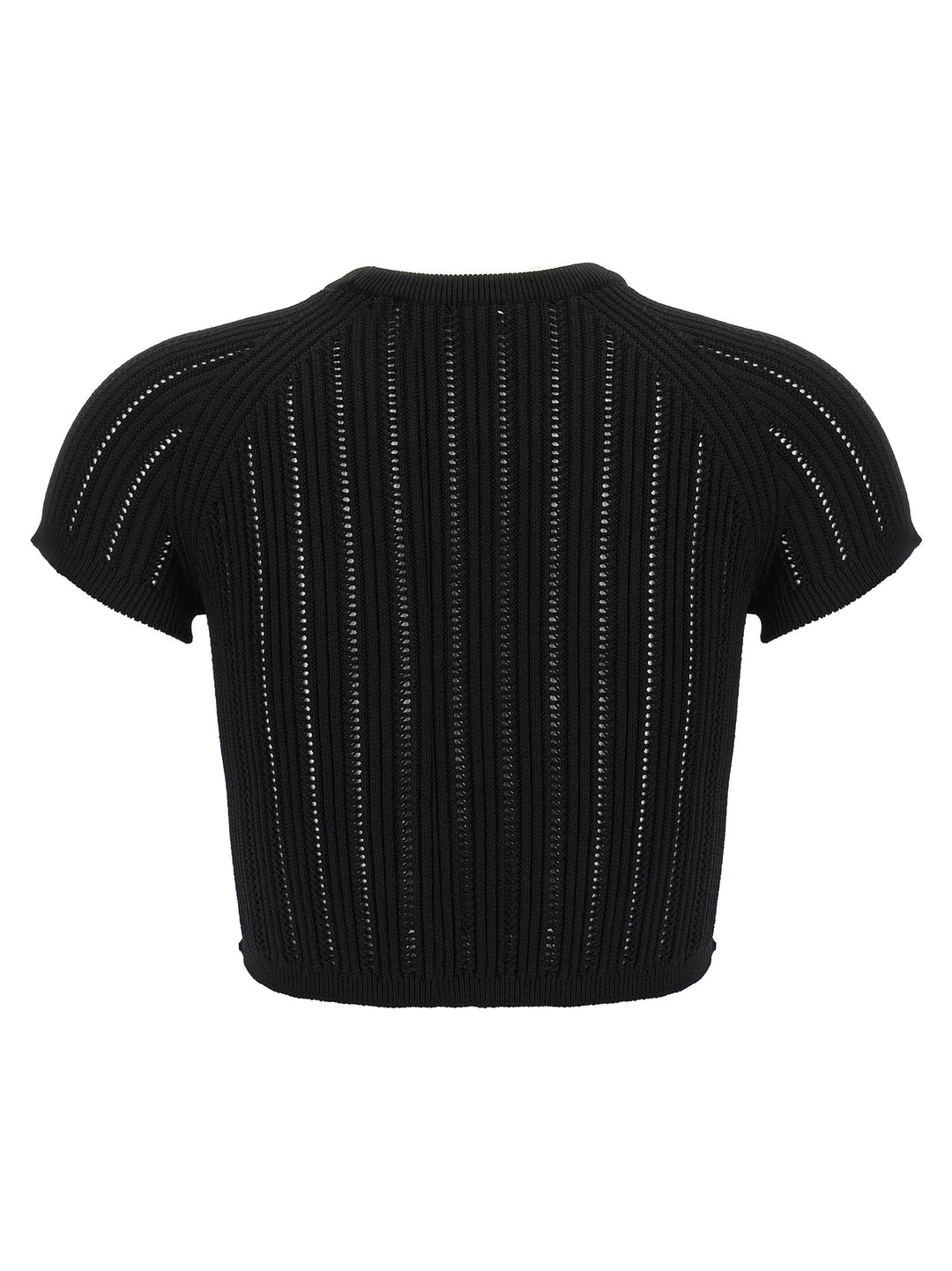 Logo Buttons Cropped Top Tops Black