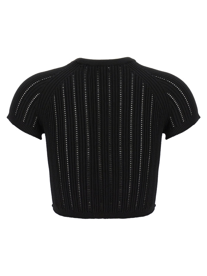 Logo Buttons Cropped Top Tops Black