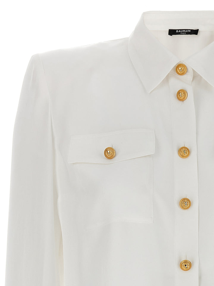 Logo Button Shirt Shirt, Blouse White