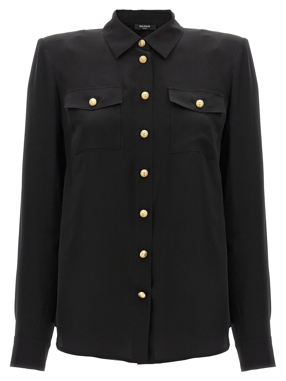 Logo Button Shirt Shirt, Blouse Black