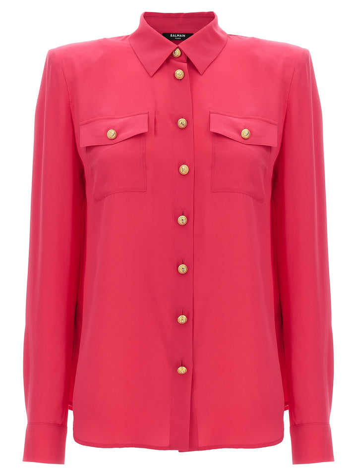 Logo Button Shirt Shirt, Blouse Fuchsia