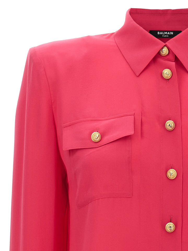 Logo Button Shirt Shirt, Blouse Fuchsia