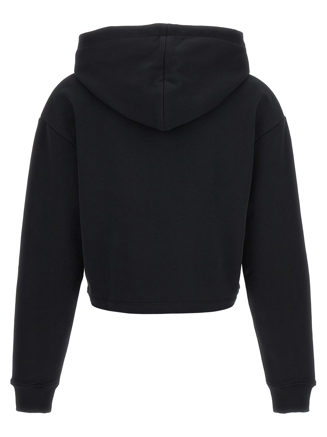 Flocked Logo Cropped Hoodie Sweatshirt White/Black