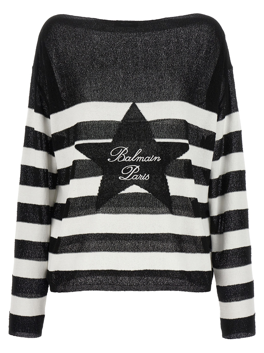 Logo Embroidery Striped Sweater Sweater, Cardigans White/Black