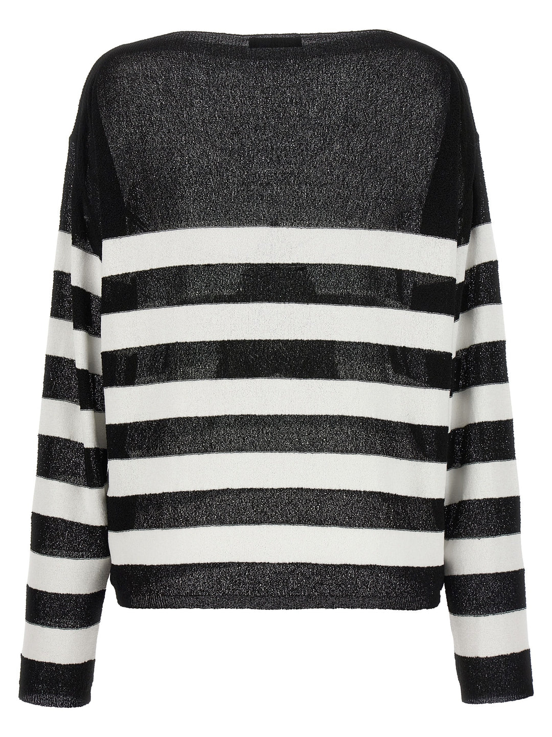 Logo Embroidery Striped Sweater Sweater, Cardigans White/Black