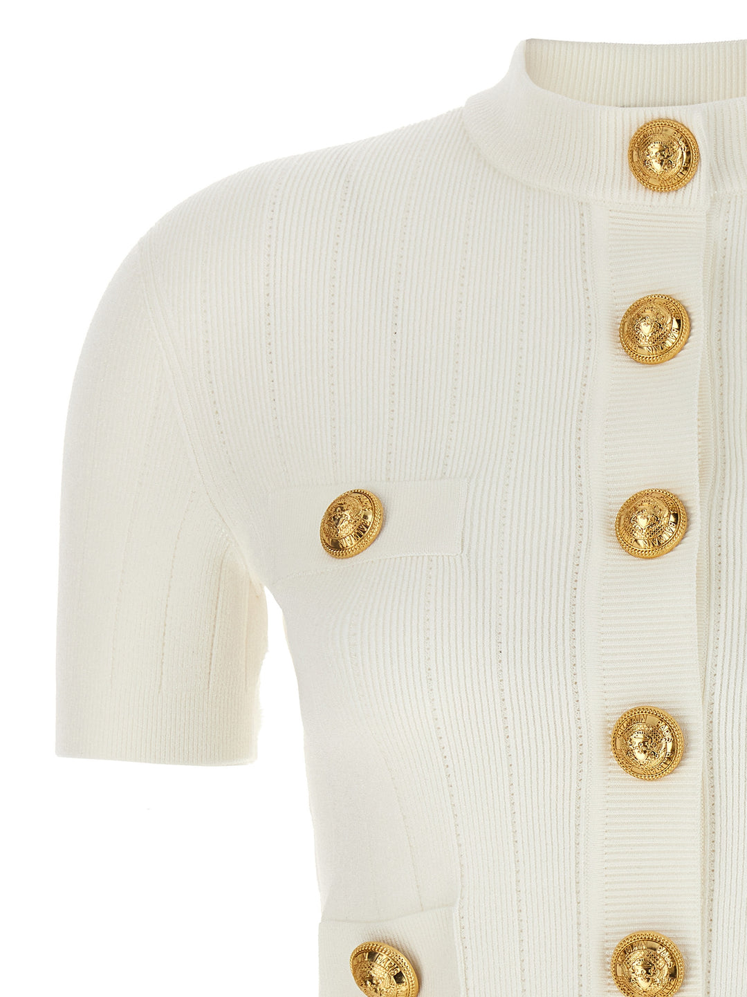 Logo Buttons Cardigan Sweater, Cardigans White