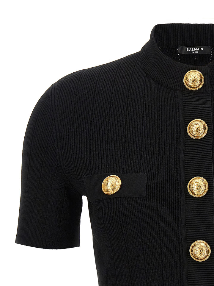 Logo Buttons Cardigan Sweater, Cardigans Black