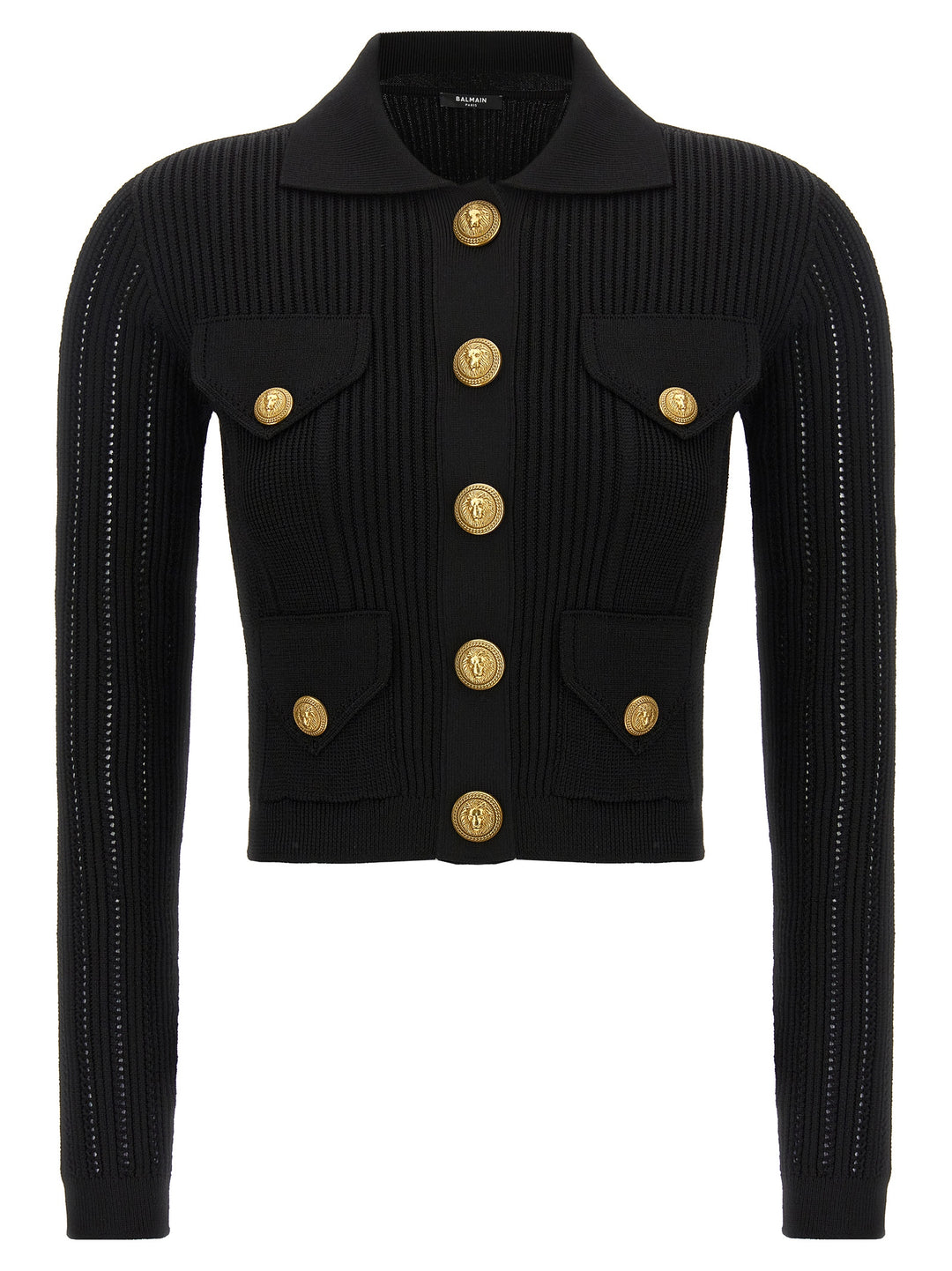 Logo Buttons Cardigan Sweater, Cardigans Black