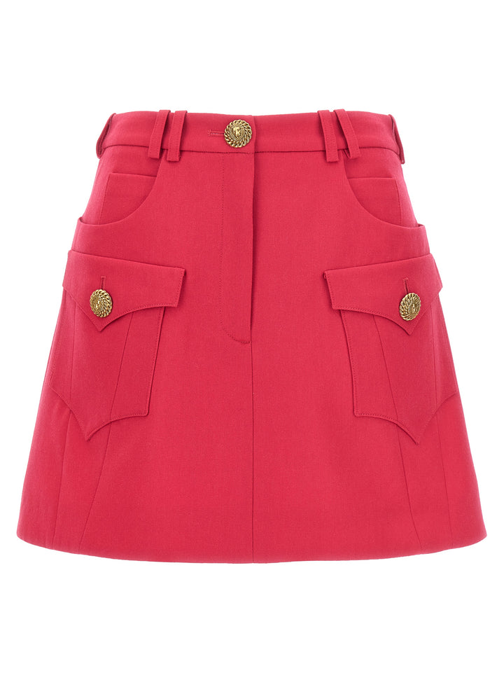 Logo Button Mini Skirt Skirts Fuchsia