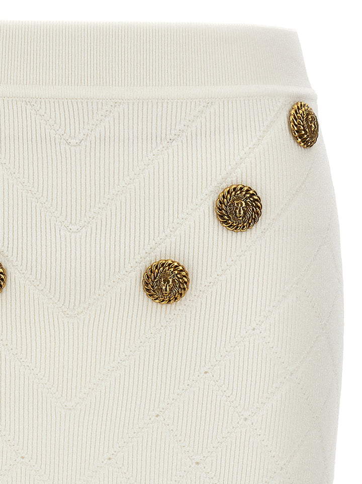 Logo Button Knitted Skirt Skirts White