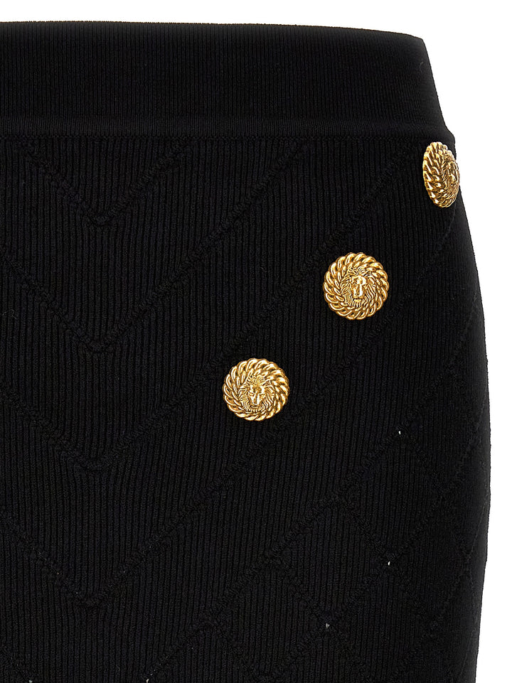 Logo Button Knitted Skirt Skirts Black