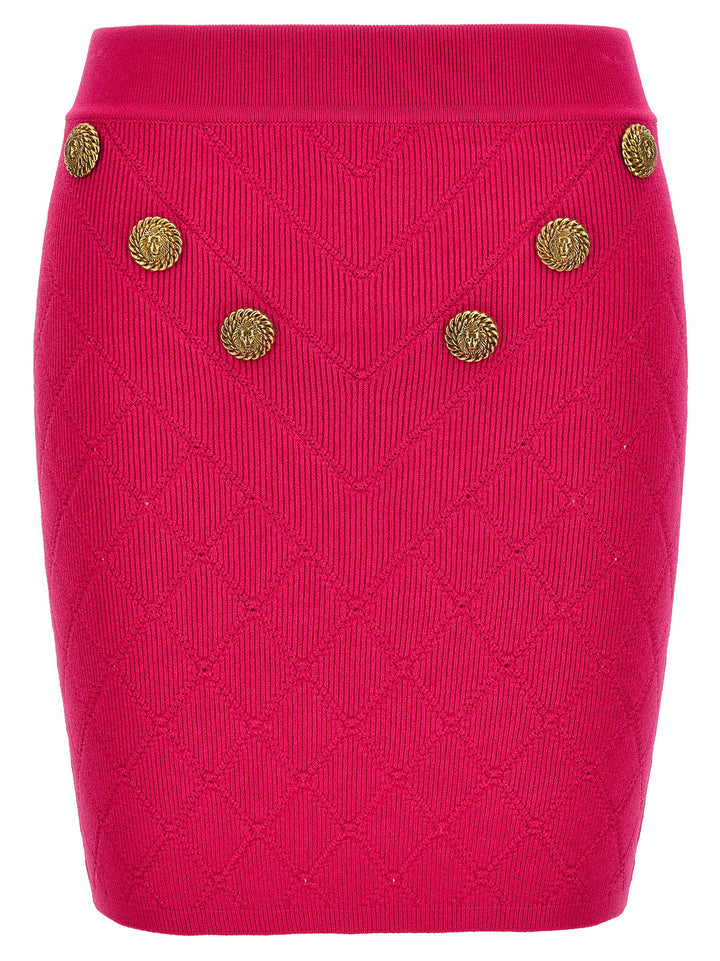 Logo Button Knitted Skirt Skirts Fuchsia