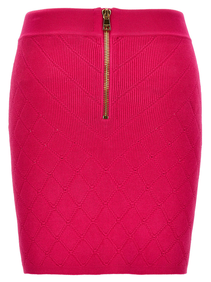 Logo Button Knitted Skirt Skirts Fuchsia