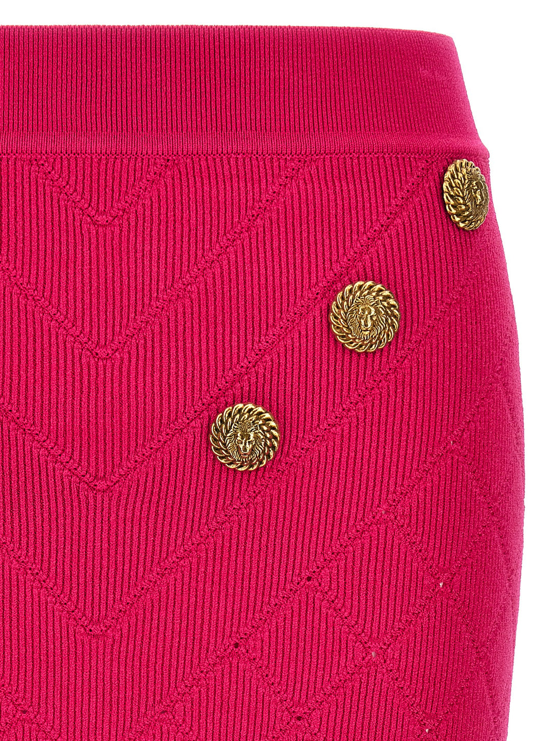 Logo Button Knitted Skirt Skirts Fuchsia