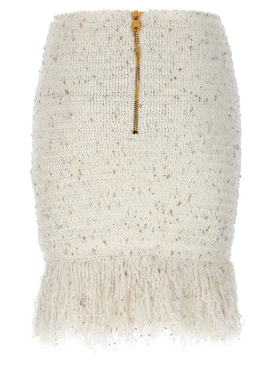 Balmain Fringed Tweed Skirts - White | 25492acbdd489bf96d0e1f373409df4b7f86acd9