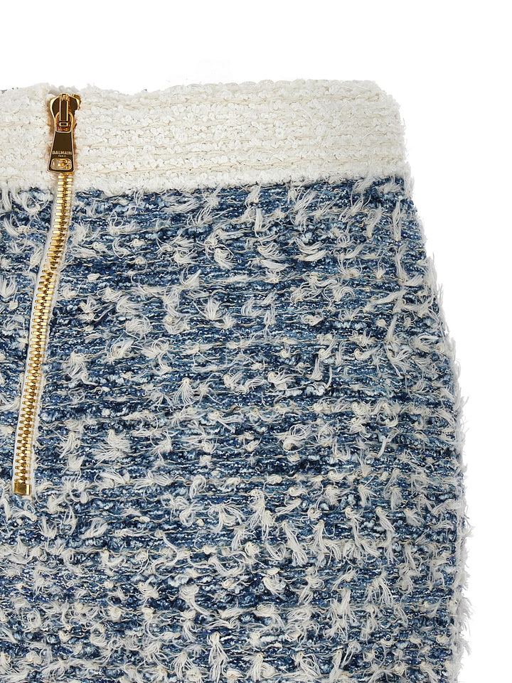 Balmain Fringed Tweed Skirt Skirts - Light Blue | b34d9c15f51d8df085848054109e7ad52210dd68