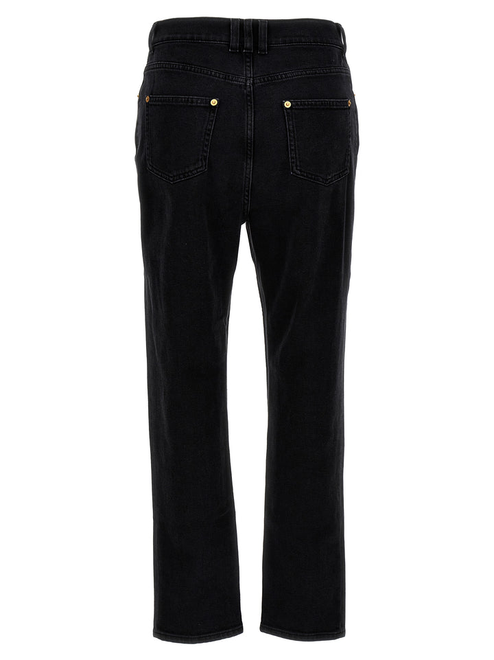 Washed Denim Jeans Pants Black