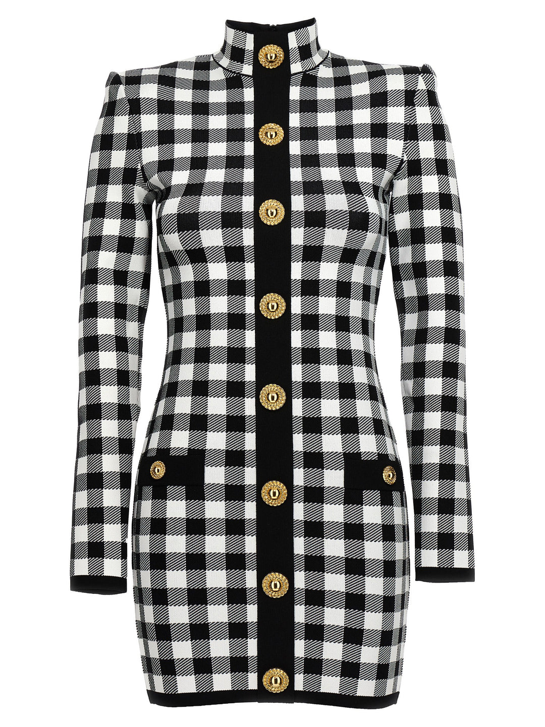 Balmain Vichy Knit Dress - White/Black Balmain Vichy Knit Dress - White/Black
