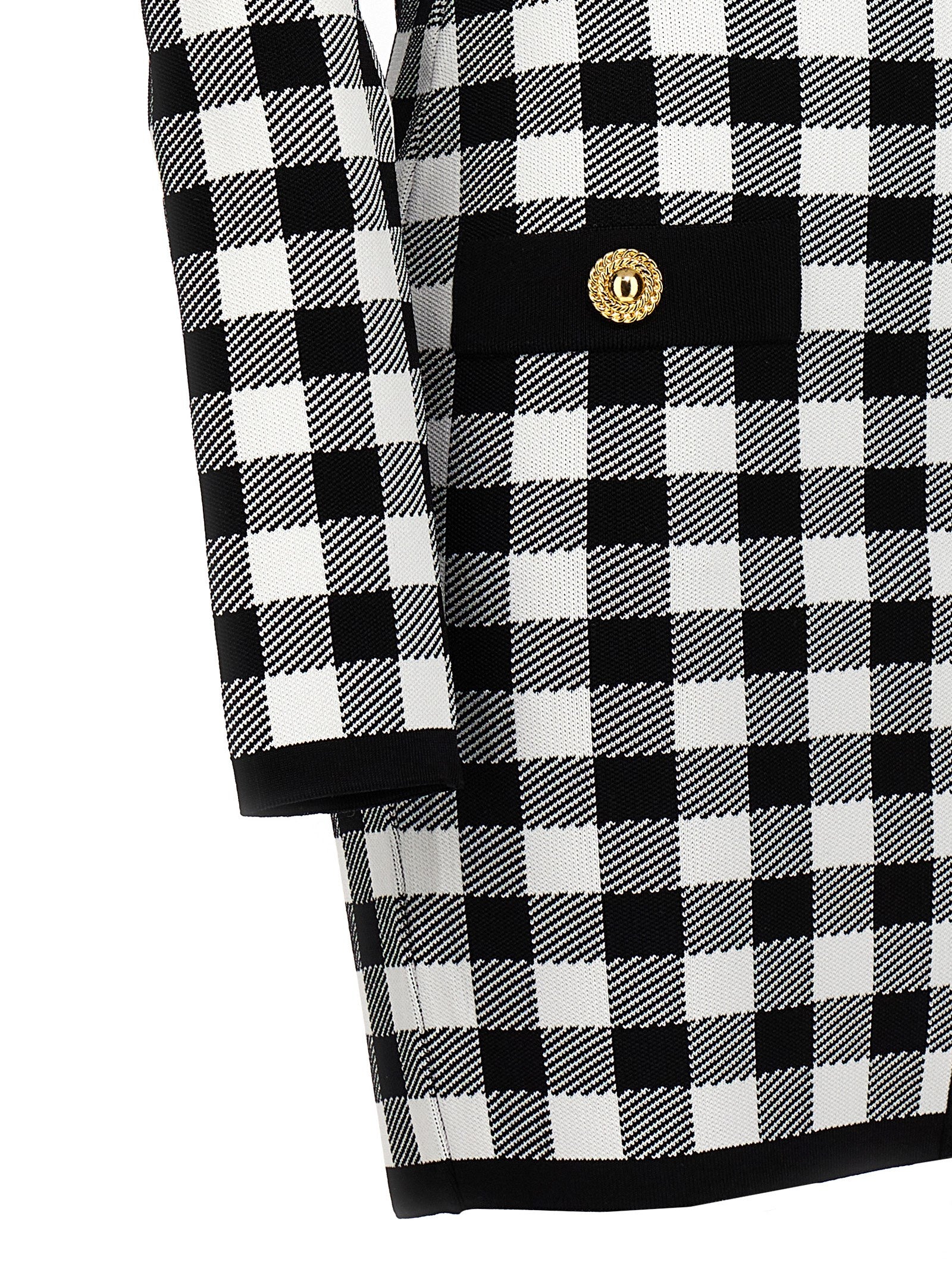 Balmain Vichy Knit Dress Skirts White/Black | Wanan Luxury