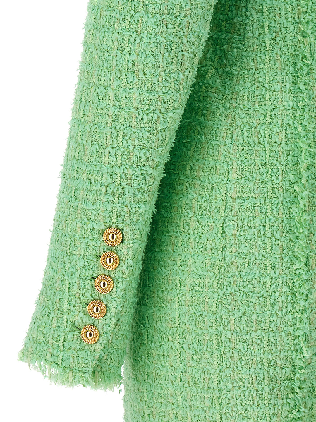 Logo Button Tweed Dress Dresses Green