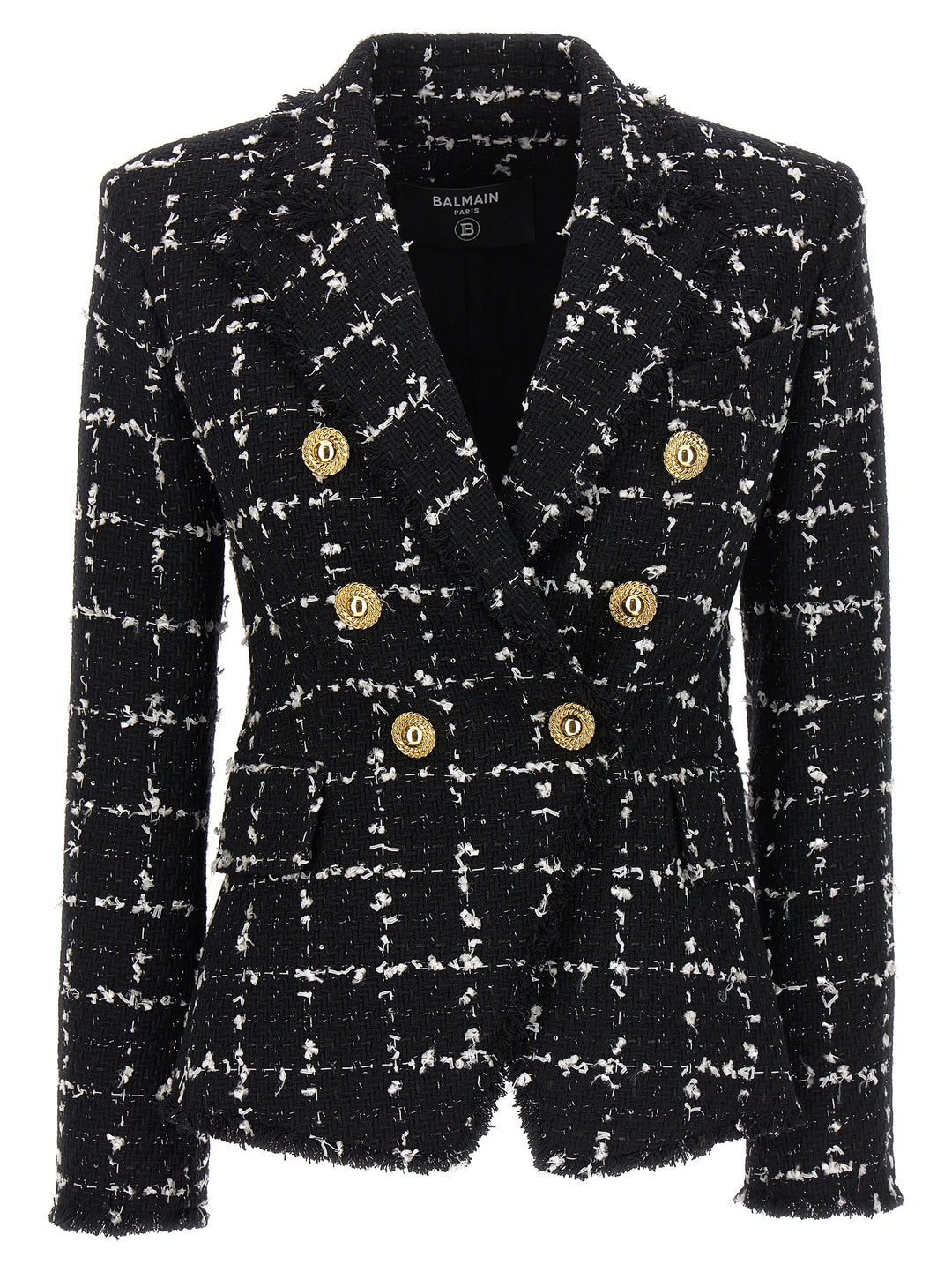 Tweed Double-Breasted Blazer Blazer And Suits White/Black