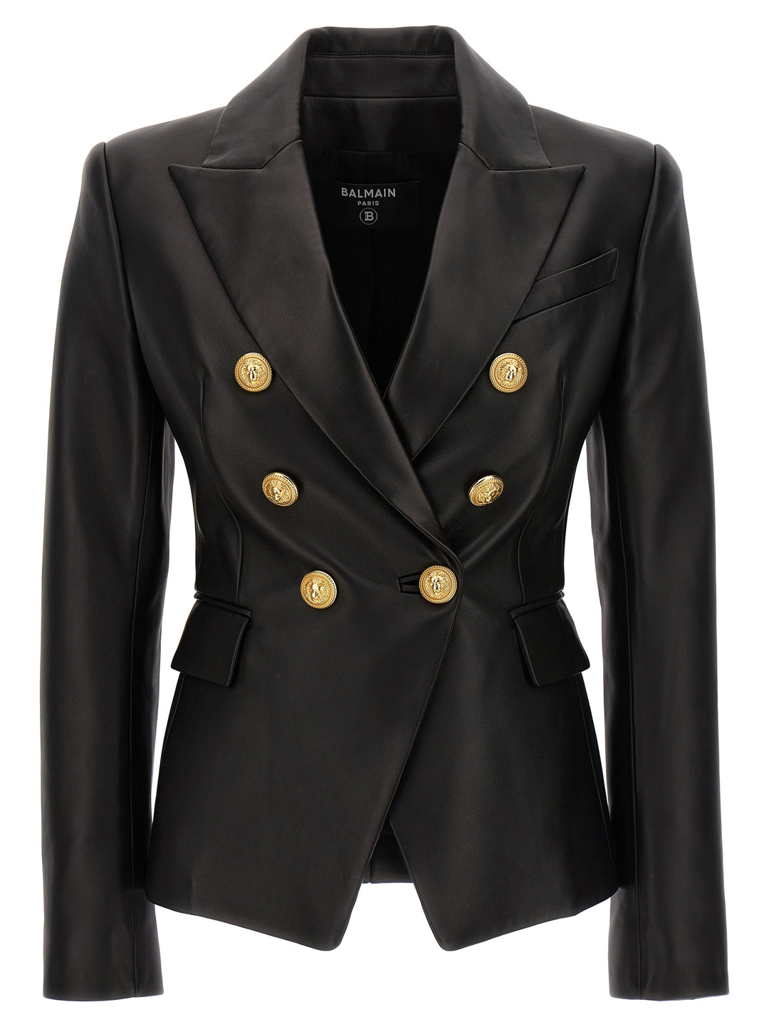 Double-Breasted Leather Blazer Blazer And Suits Black