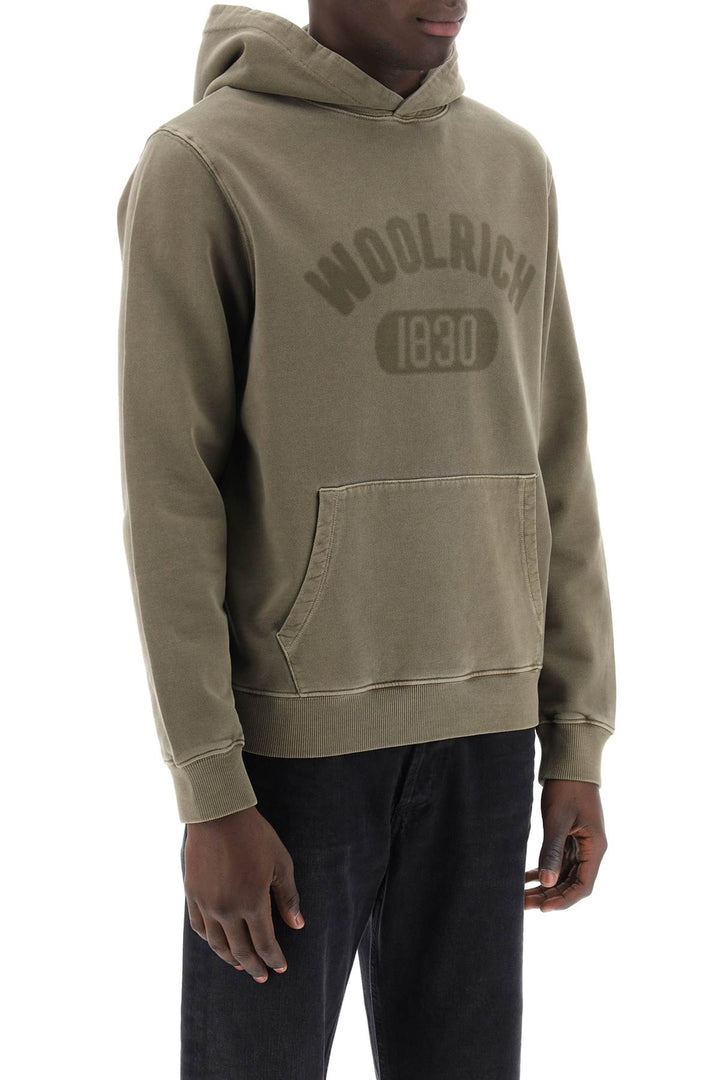 Felpa Con Cappuccio Logo Effetto Sbiadito - Woolrich - Men