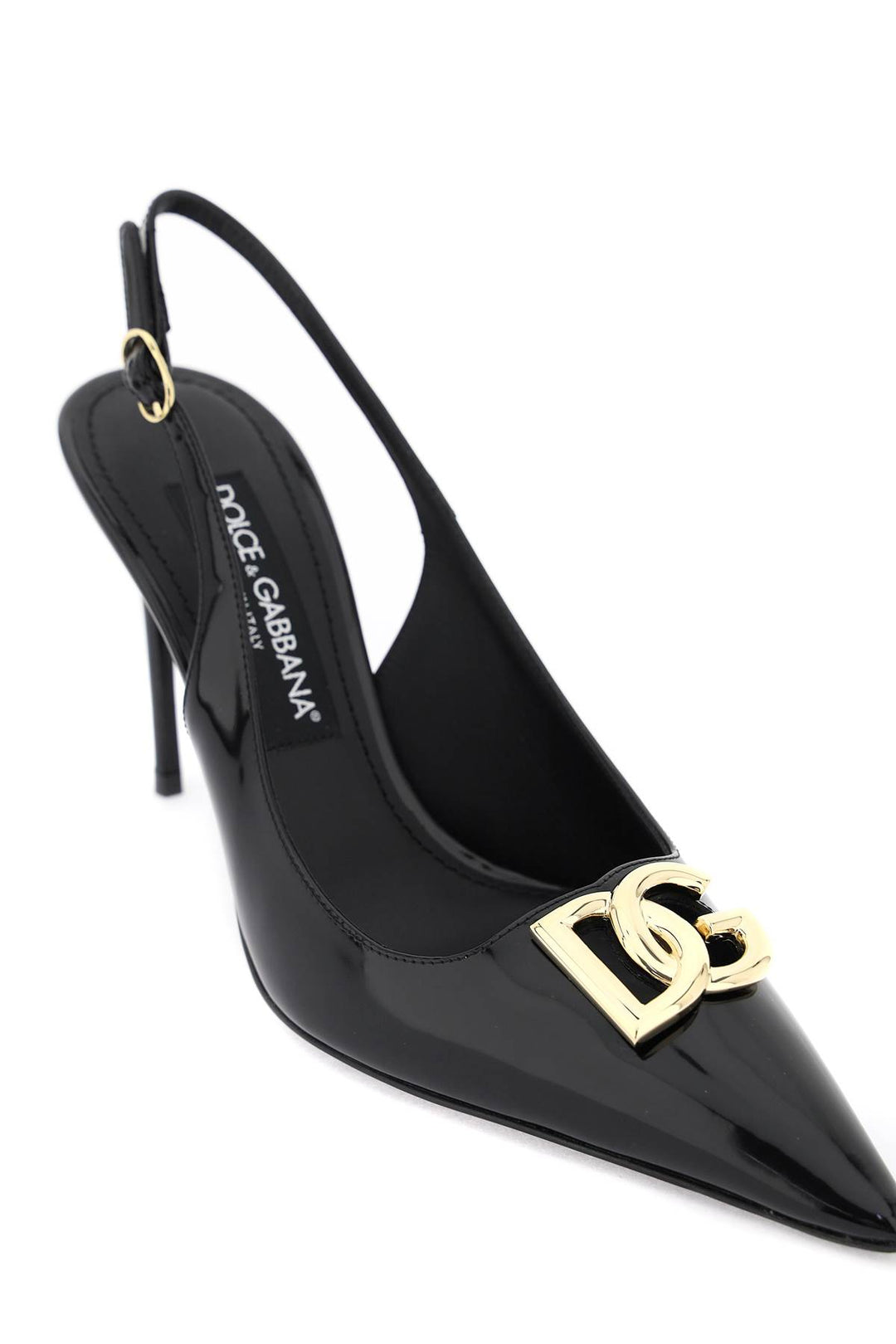 Glossy Leather Lollo Slingback Pumps - Dolce & Gabbana - Women