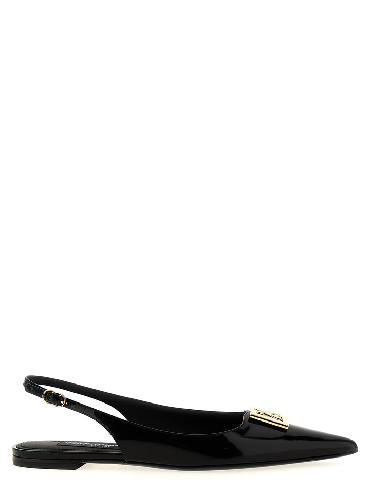 Logo Slingback Ballet Flats Flat Shoes Black