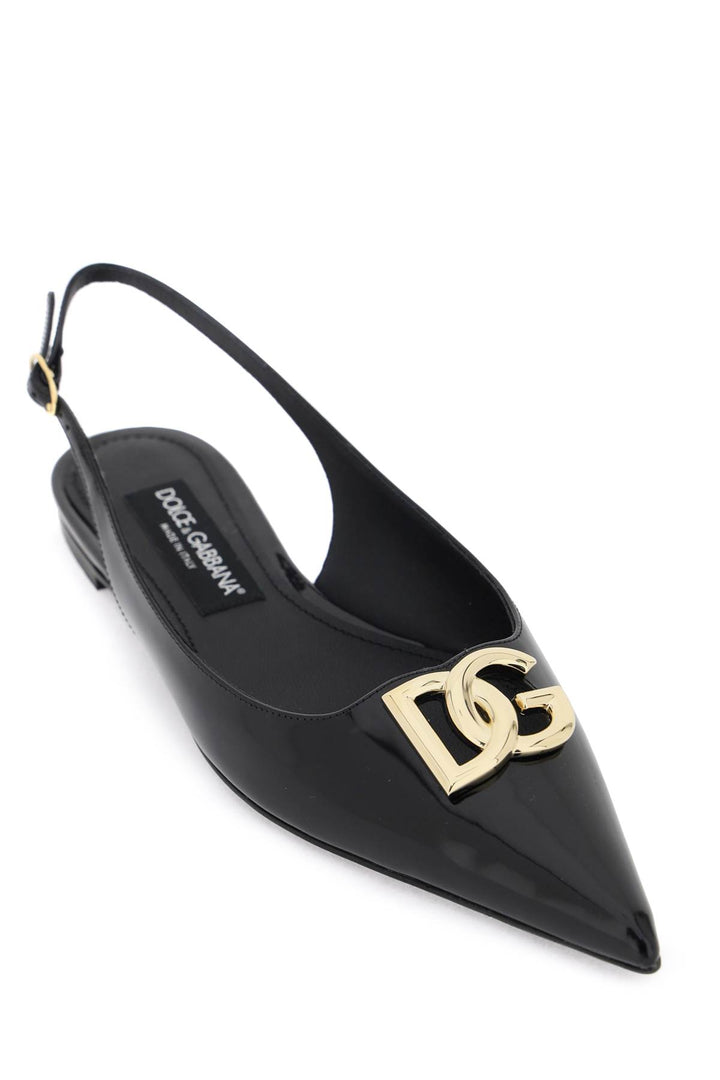 Slingback Ballet Flats With Dg Logo - Dolce & Gabbana - Women