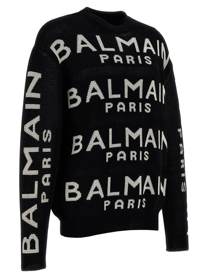 All-Over Logo Sweater Sweater, Cardigans White/Black