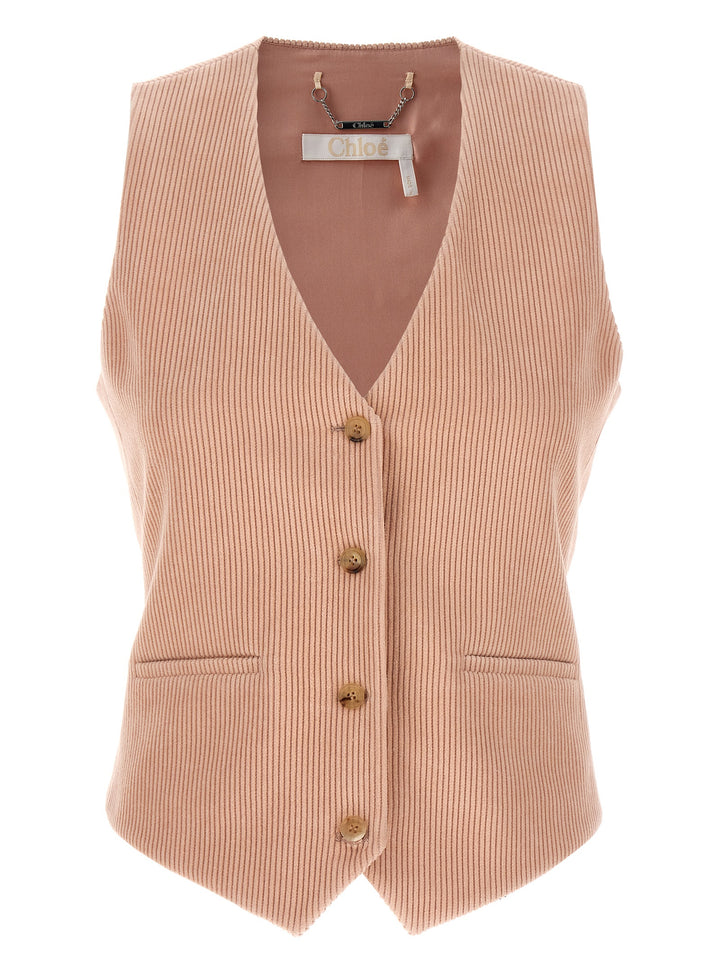 Corduroy Vest Gilet Pink