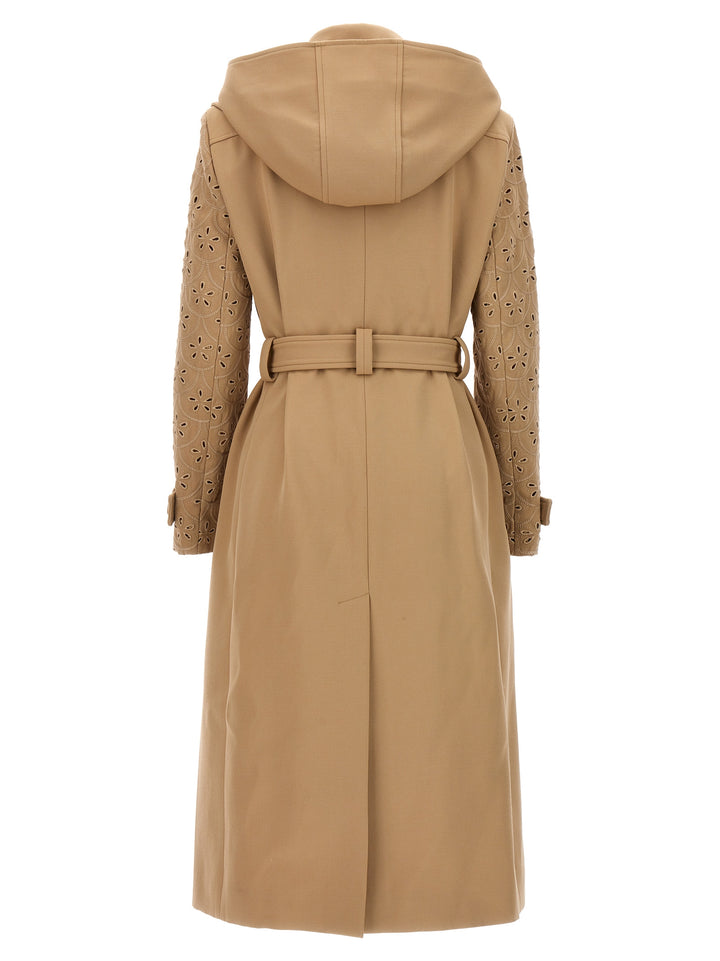 Embroidered Hooded Trench Coat Coats, Trench Coats Beige