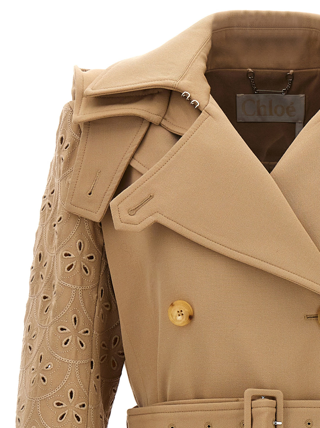 Embroidered Hooded Trench Coat Coats, Trench Coats Beige