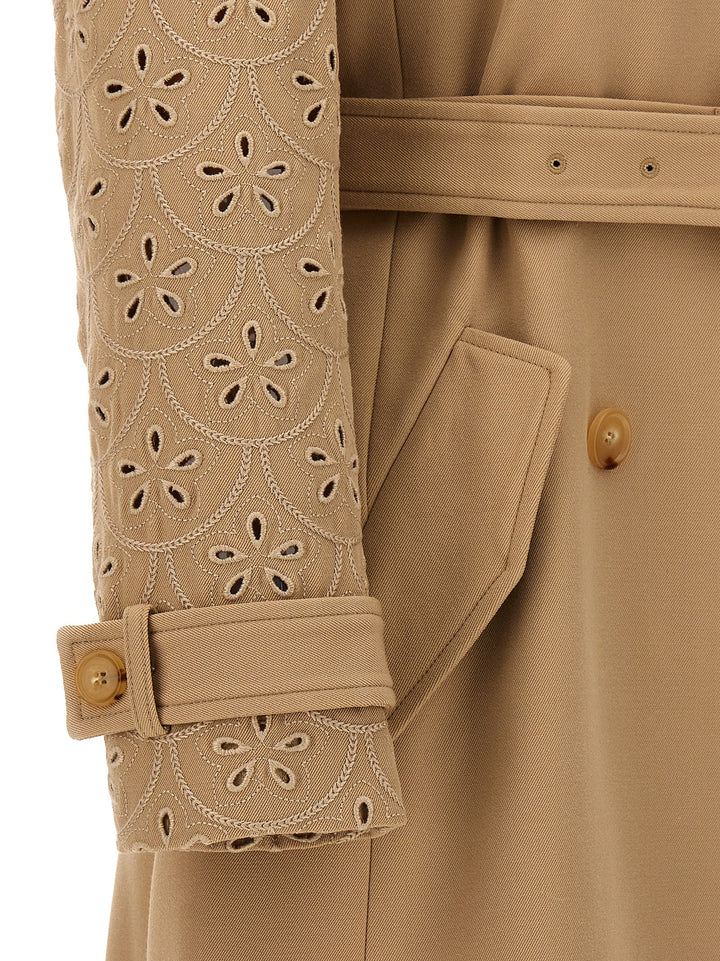 Embroidered Hooded Trench Coat Coats, Trench Coats Beige