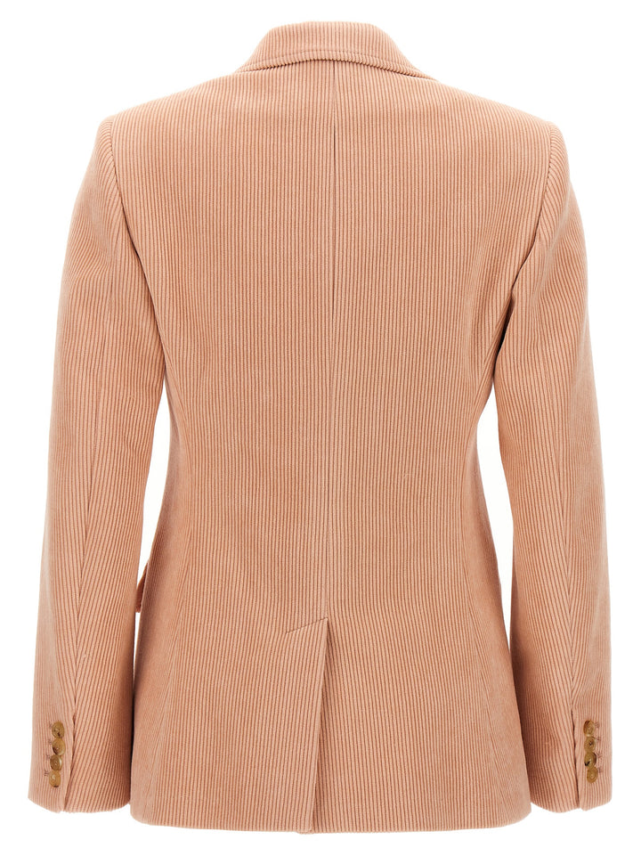 Ribbed Single Breast Corduroy Blazer Jackets Pink