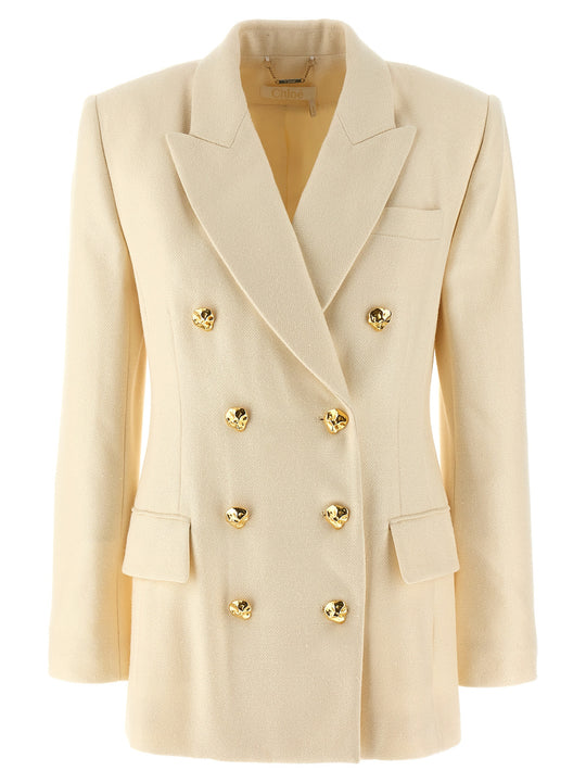 Tailored Double-Breasted Blazer Blazers White