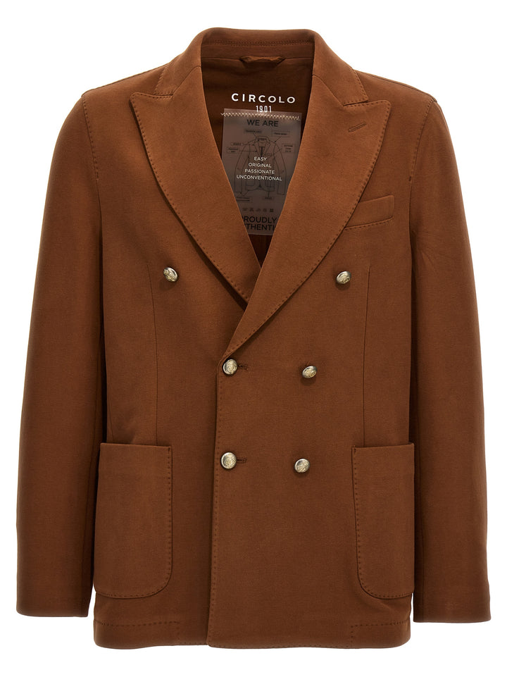 Double-Breasted Jersey Blazer Jackets Brown