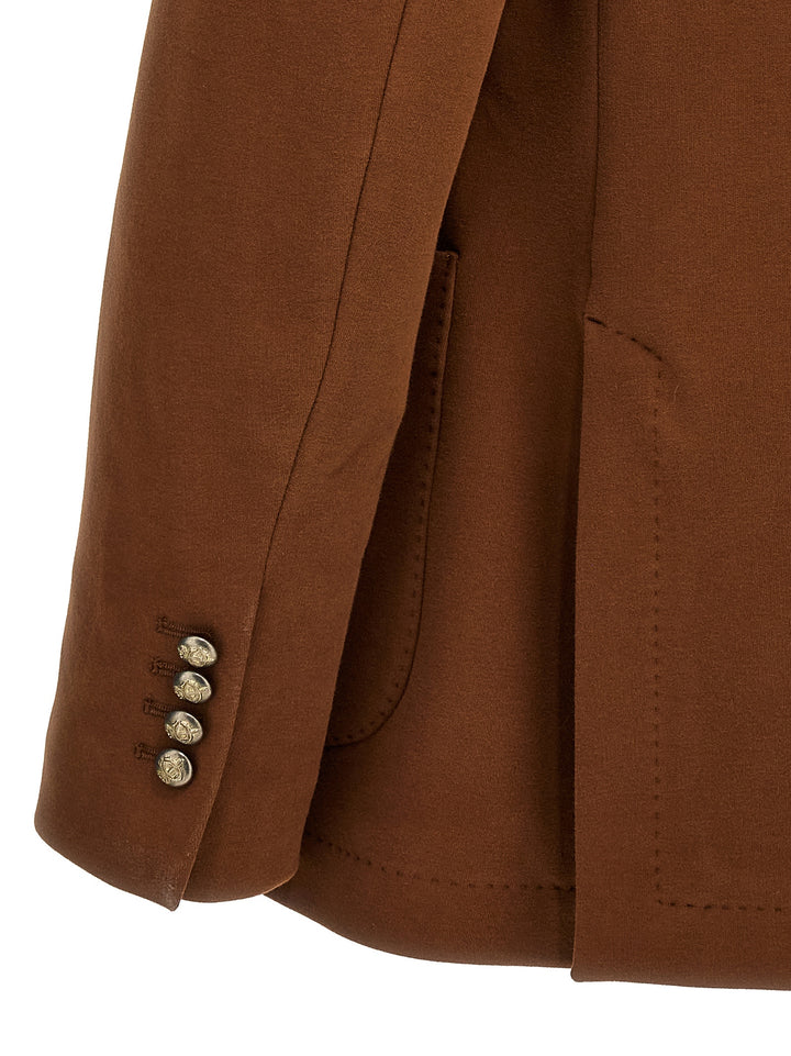 Double-Breasted Jersey Blazer Jackets Brown