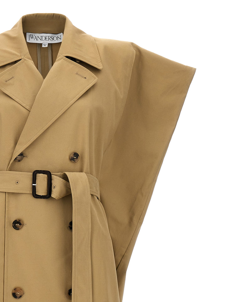 Sleeveless Double-Breasted Trench Coat Coats, Trench Coats Beige