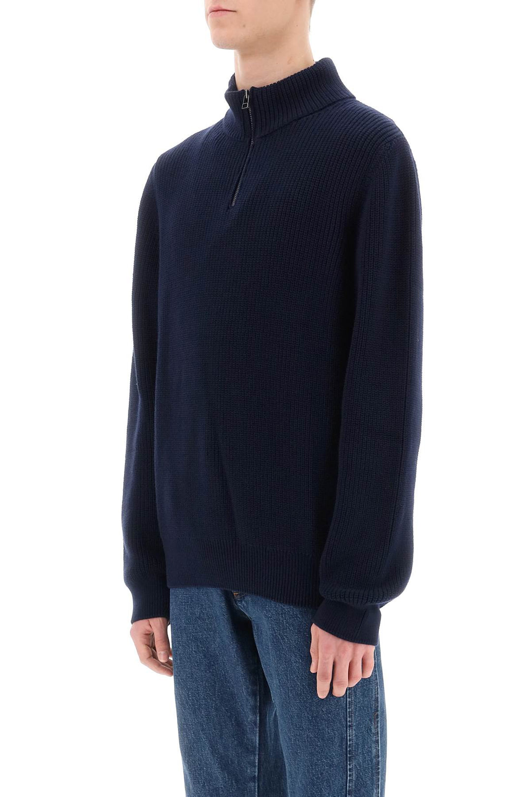 Sweater With Partial Zipper Placket - A.P.C. - Men