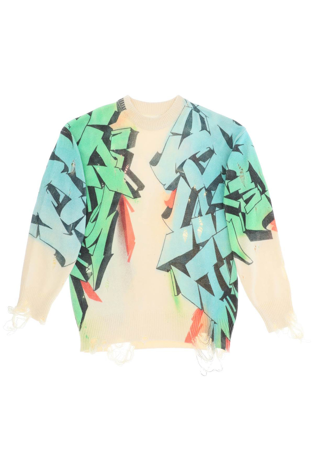 Graffiti Print Distressed Sweater - Children Of The Discordance - Men