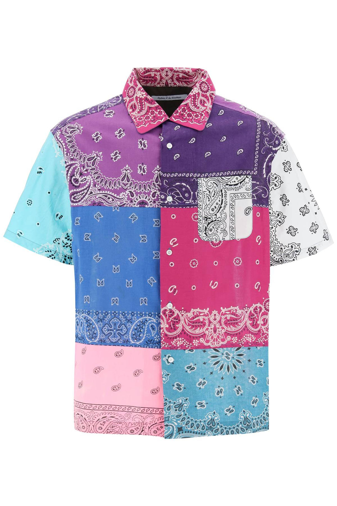 Short Sleeved Patchwork Shirt With Bandana Prints - Children Of The Discordance - Men