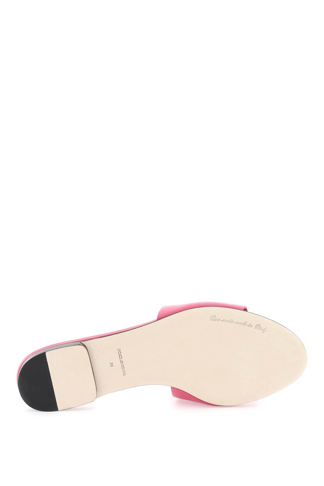 Leather Slides With Cut Out Logo - Dolce & Gabbana - Women