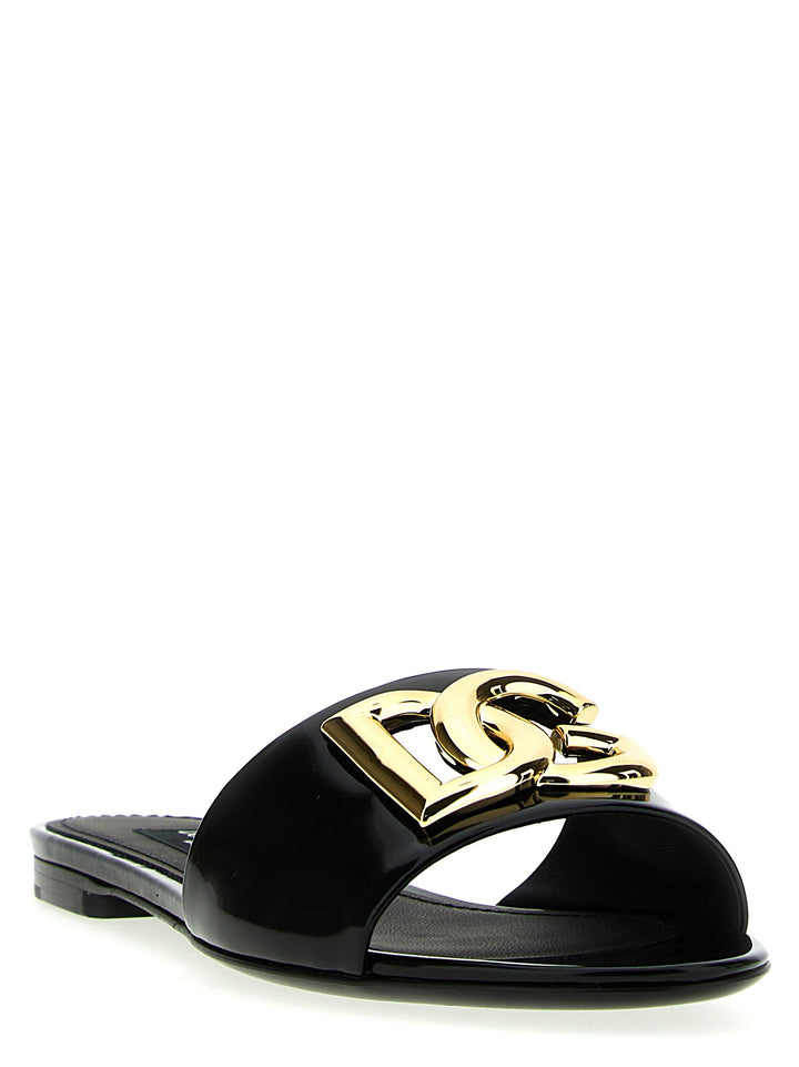 Logo Patent Slides Sandals Black