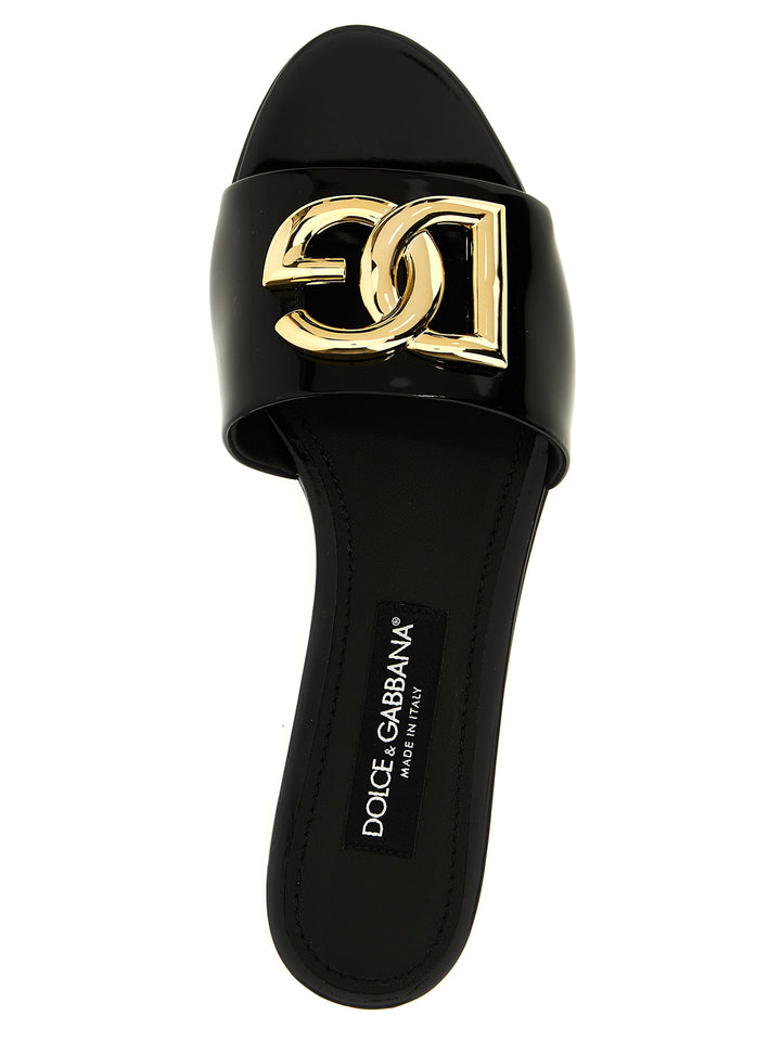 Logo Patent Slides Sandals Black